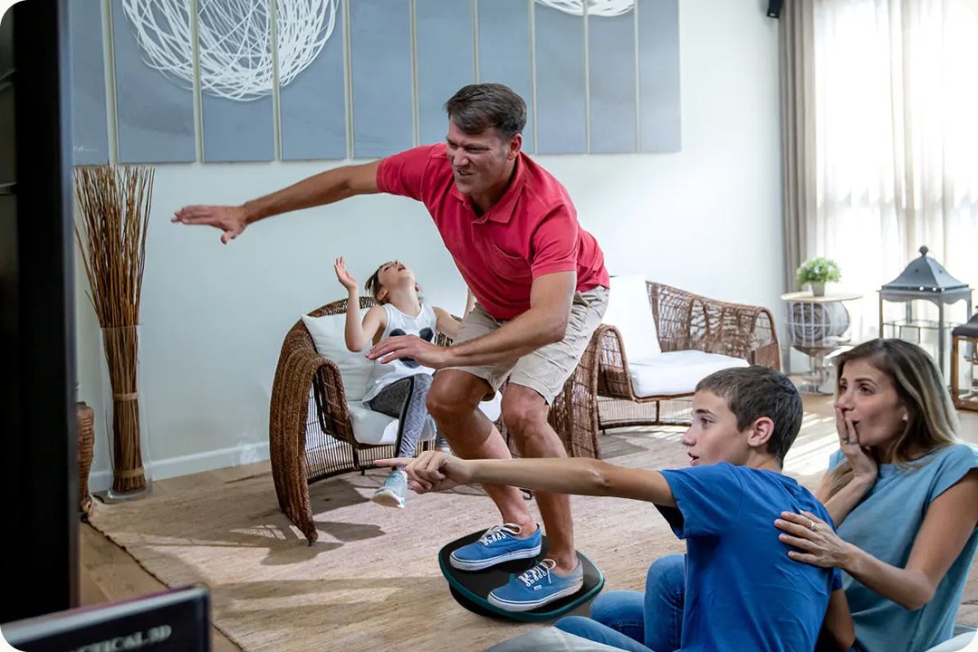 A family playing a GoBalance game together