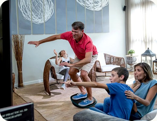 A family playing a GoBalance game together