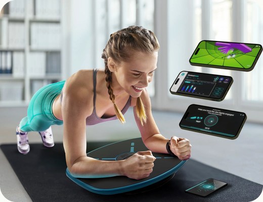 A woman holding a plank on GoBalance Sport