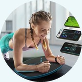A woman holding a plank on the GoBalance Sport