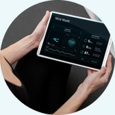 The GoBalance app showing live balance data on a tablet