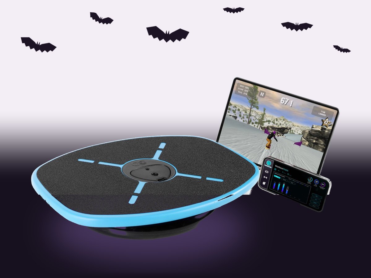 GoBalance Sport with the app, bats rising from behind it into the night